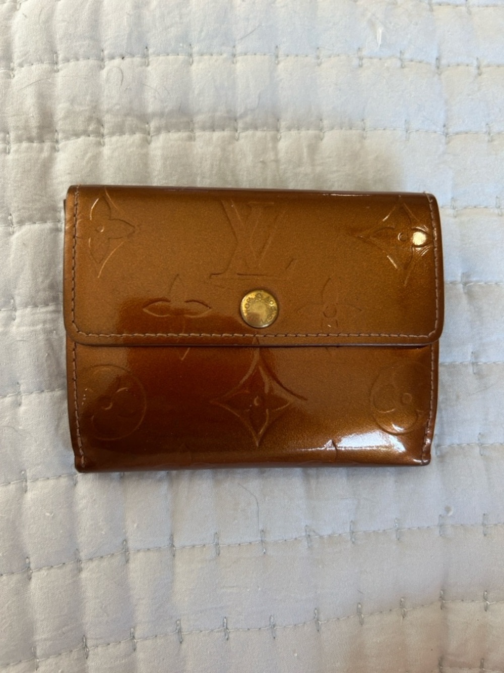 Louis Vuitton Patent Monogram Bifold Wallet in Warm Brown